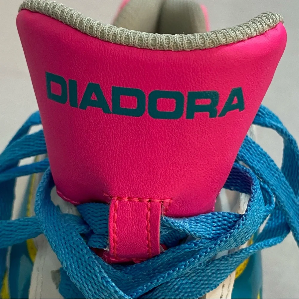 Diadora Turf Soccer Shoes White Teal Yellow Pink Women’s 6 EU 37